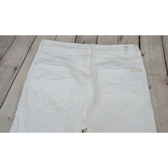7 FOR ALL MANKIND Women's High Waist Cropped Straight Jeans SIZE 30 White - Picture 3 of 9